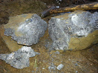 Graphite vein boulder found during build out of road to new drill hole location.